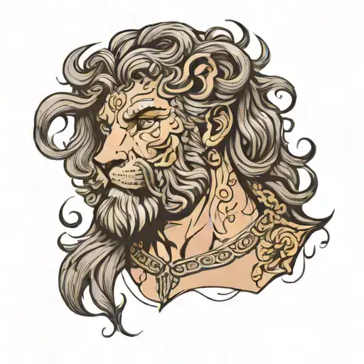 Hercules With A Lion Skin Over His Head In Dark Grey
