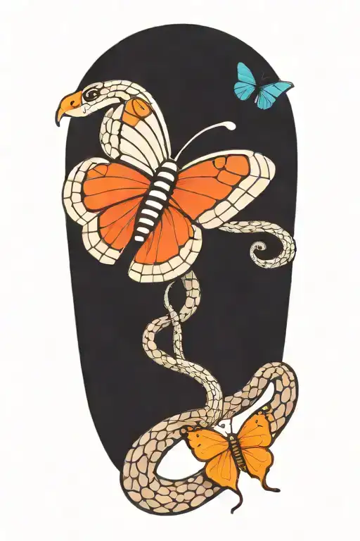 Snake And Butterfly Resting