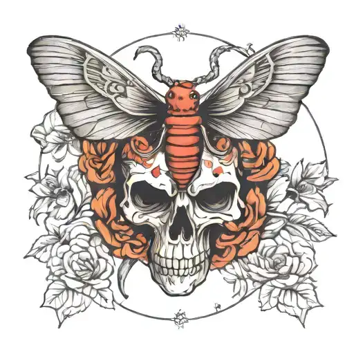 Skull Moth With Roman Numeral 9