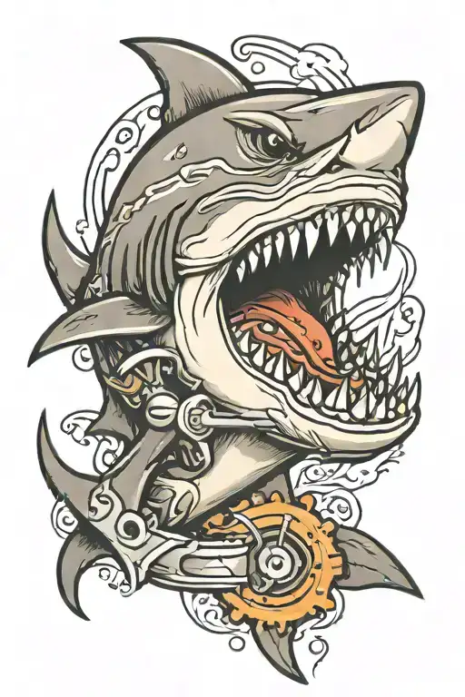 Shark Biting A Wrench