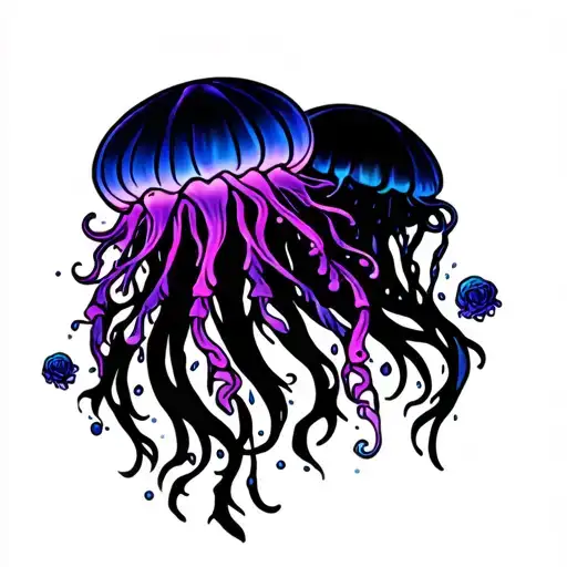 Gothic Colorful Jellyfish Floating