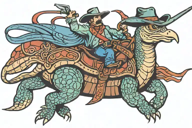 Cowboy Turtle Riding A Swallow Like A Bronco