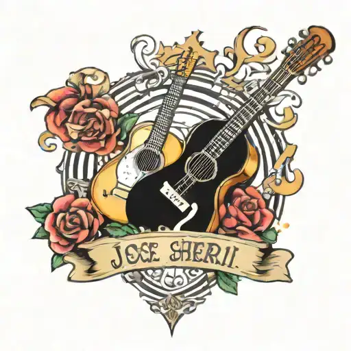 Music Inspired Tattoo Design With Name Jose And Sherri