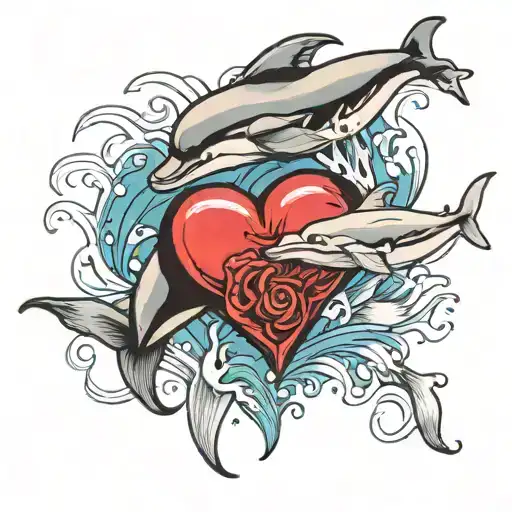 Ocean Airplane Dolphin Heart