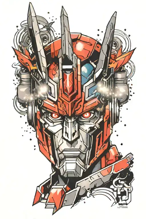 Optimus Prime Head Portrait Surrounded By Galaxy