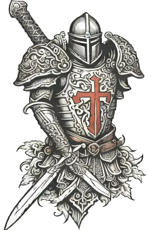 Crusader Templar Armor Holding A Sword