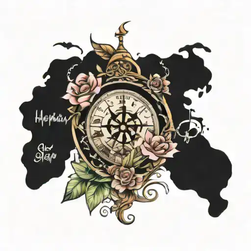 Happiness And Travel Tattoo Design