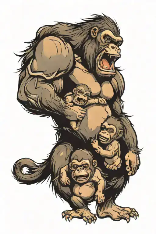Angry Gorilla Holding Babies