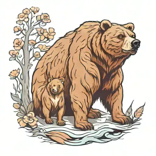 Bear Protecting His Kids