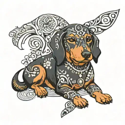 Dashcund Dog Wearing