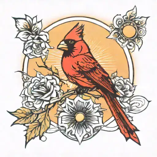 Cardinal With Sun Shining