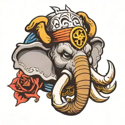 One Piece Whitebeard Logo As An Elephant Head