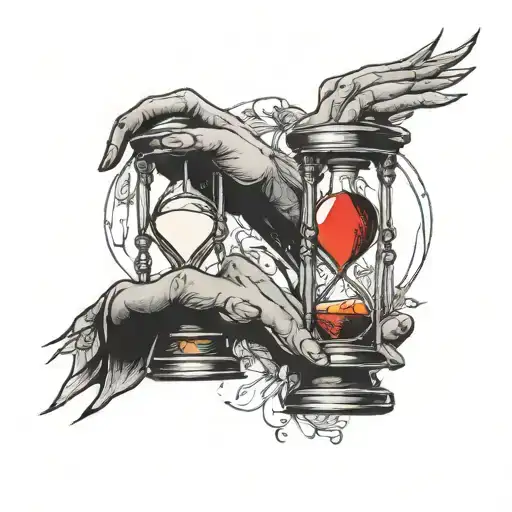 Hourglass And Hands Reaching Out To Each Other