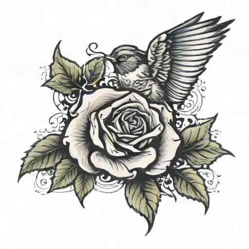 Bird On A Rose In Play Card Deck