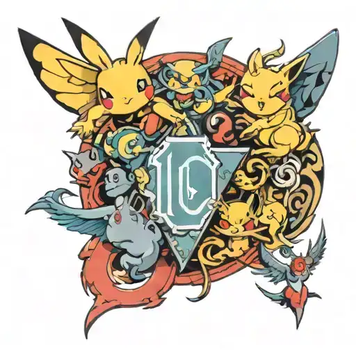 Number 10 Surrounded By Pokemon Pokemon Pokemon