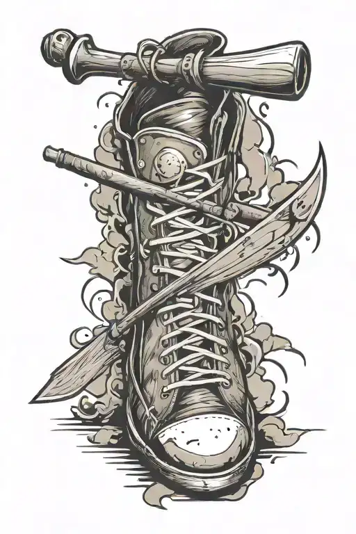 Broken Baseball Bat In A Shoe