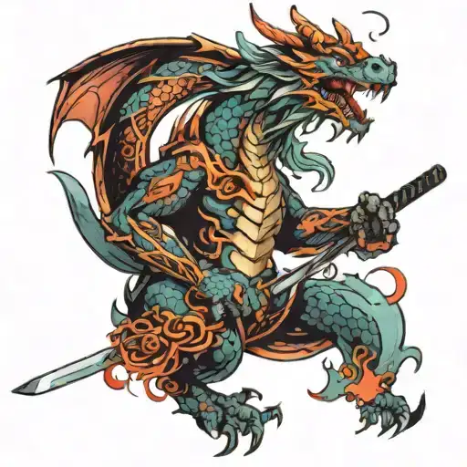 Abstract Dragon With A Katana