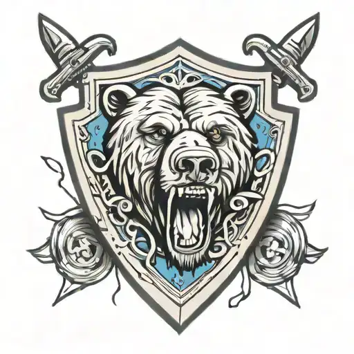 Shield With Bear Emblem With A Broken Sword In It's Mouth