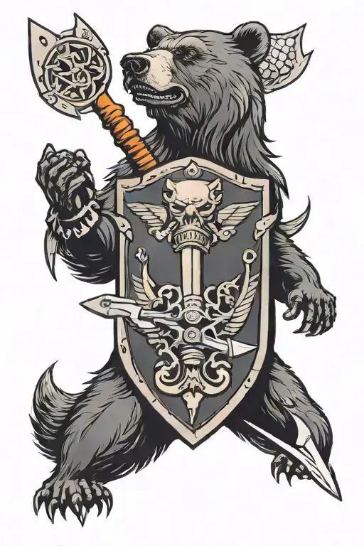 Shield With Bear Emblem With A Broken Sword In It's Mouth