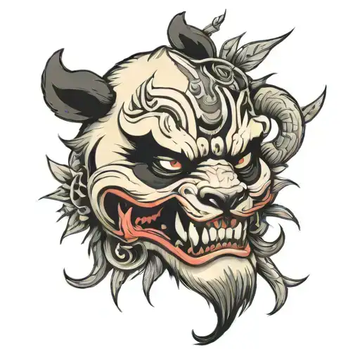 Japanese Aesthetic Oni Mask Panda