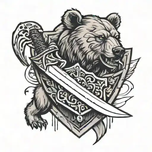 Shield With Bear Emblem With A Broken Sword In It's Mouth