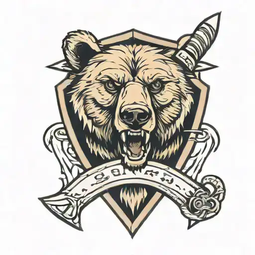 Shield With Bear Emblem With A Broken Sword In It's Mouth