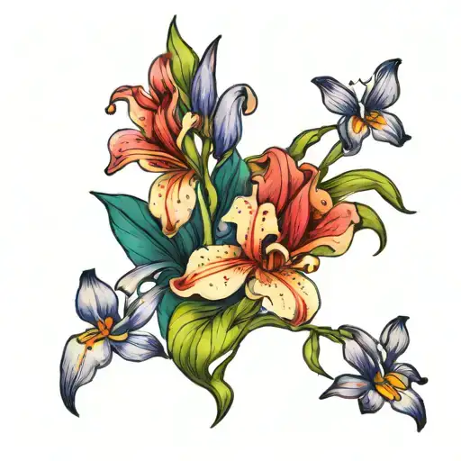 Lily And Iris Flowers