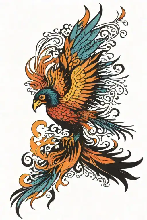 Vibrant Colors Phoenix Very Determined Look Shaking Off Ashes Symbolizing Overcoming Life Struggles