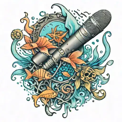 An Intricate Underwater Scene With A Microphone And Music Notes Intertwined With Sea Creatures