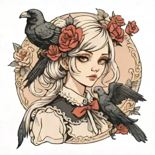 Girl With Crow Colored Hair In Lolita Fashion