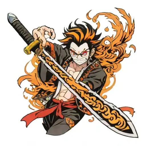 Sword And Flame Rengoku Personage Kimetsu