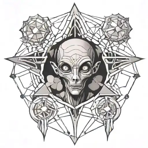 Geometric Grey Alien Sacred Geometry