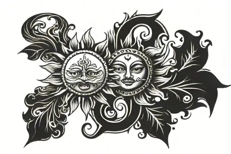 Sun With Frangapani Design