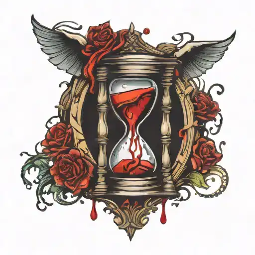 Broken Hourglass Full Of Blood