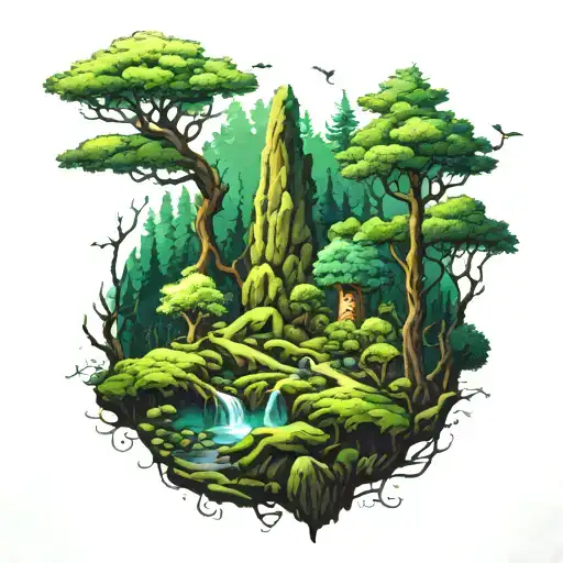 Forest Covered In Moss