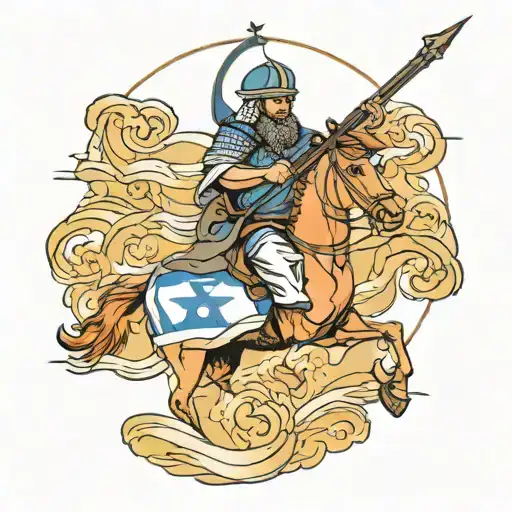 Israel Map With Warrior On It