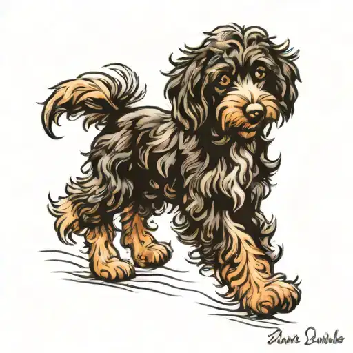 Black Aussiedoodle Puppy Sagacious Wise Running