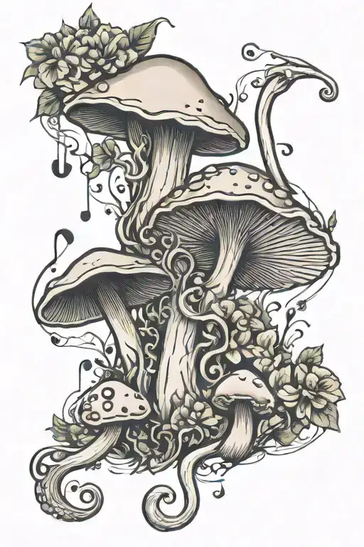Mushrooms Music Notes Fish Hook