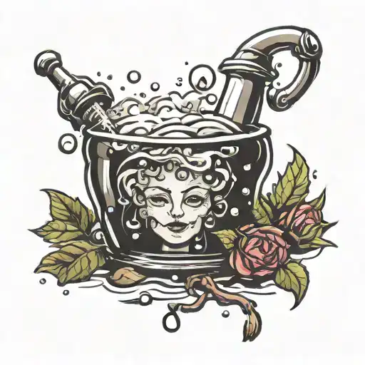 Glass Shower With Potion Liquid Instead Of Water