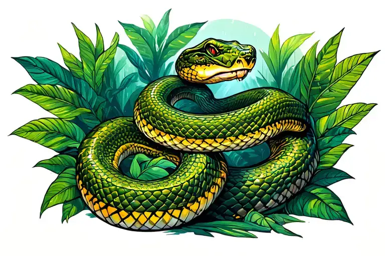 Rain Forest With Snake Intertwined