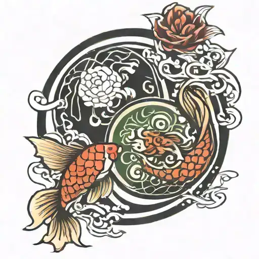 Bagua And Koi Fish Yin Yang