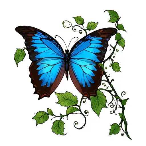 Blue Butterfly On A Vine Wrapping