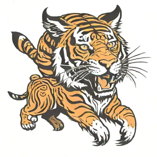 Animal With Rear As A Tiger And The Head A Goat