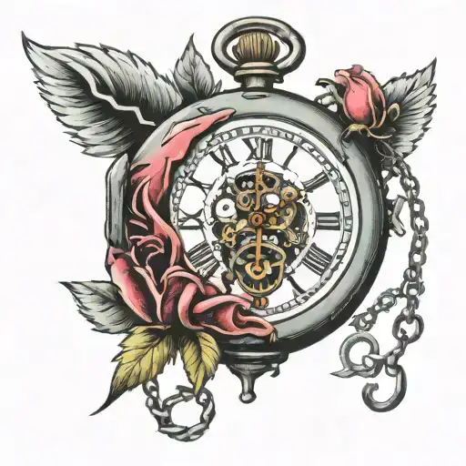 Realist Heart With Broken Pocket Watch In It With The Words Life's A Ticking Time Bomb Under It