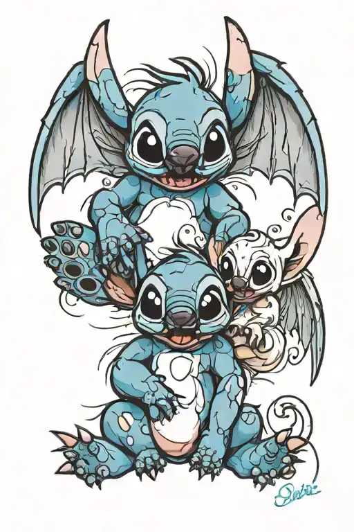 Stitch And Angel Sitting