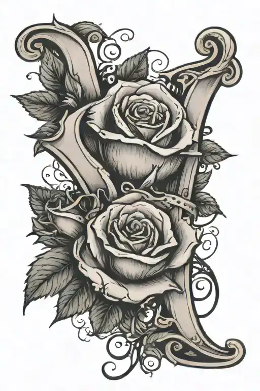 Letter A With Rose Intertwined