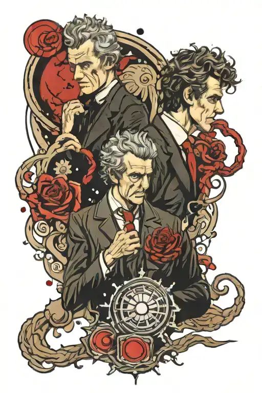 The Twelfth Doctor And Space In Red And Black