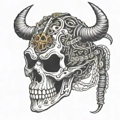 Long Horn Skull Hockey Goalie