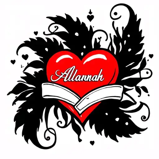 Bright Red Love Heart With 'Alannah' In The Centre