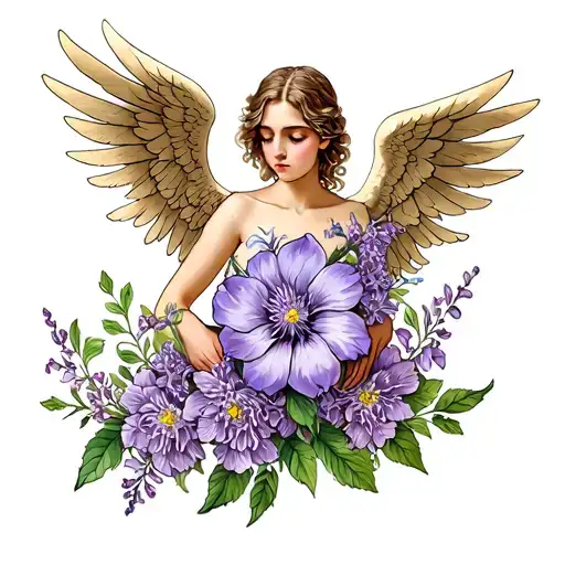 Angel And Lilac Flower